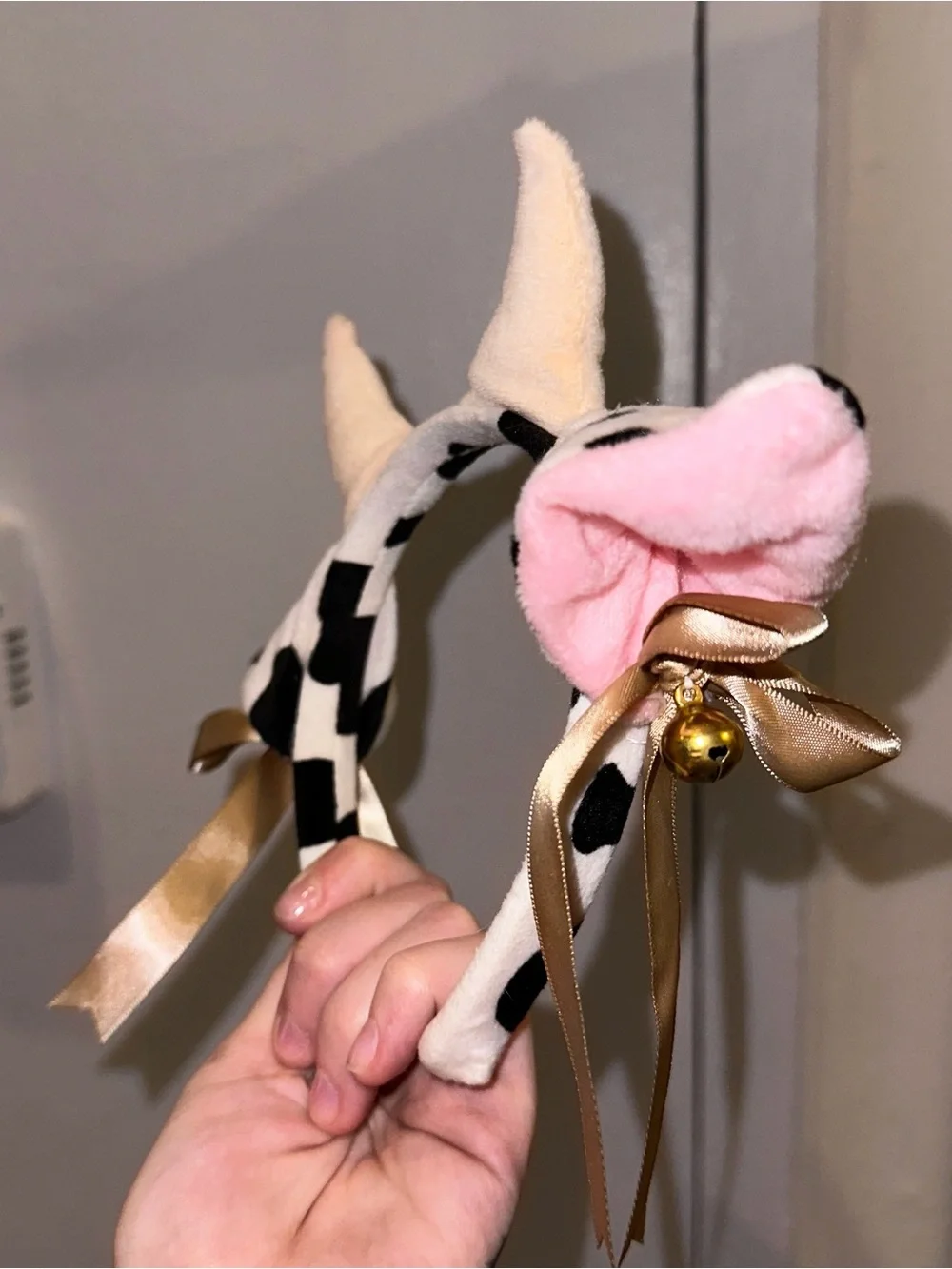 Dog Cow Halloween Costume Utters Cow Ear Headband with Bells and Bows Onsie